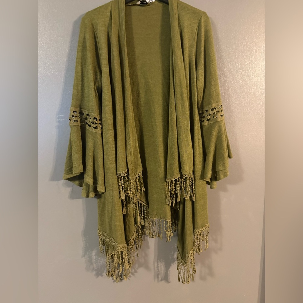 Stylish Fringed Boho vibe soft cardigan SZ: M